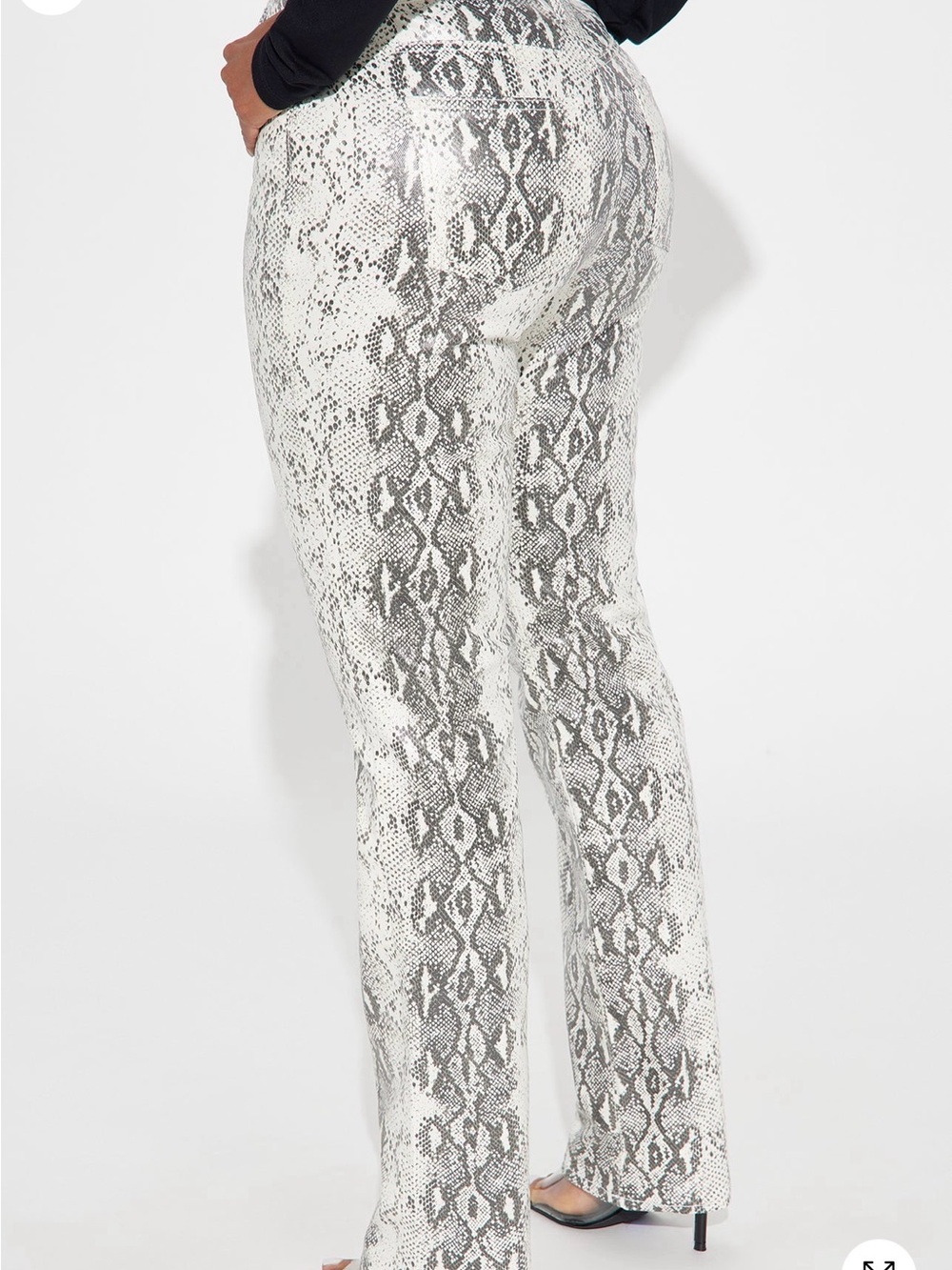 High-Rise Snake Print Slim Pants - White/Gray - Picture 2 of 3